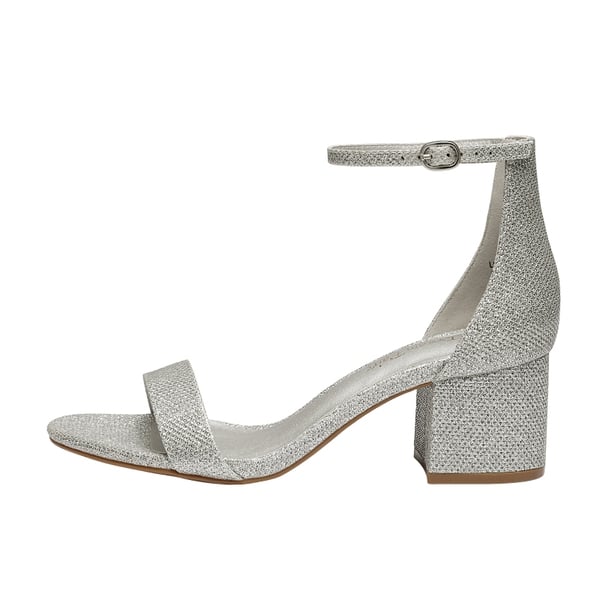 Chunky Low Heel Pump Sandals - SILVER GLITTER - 1